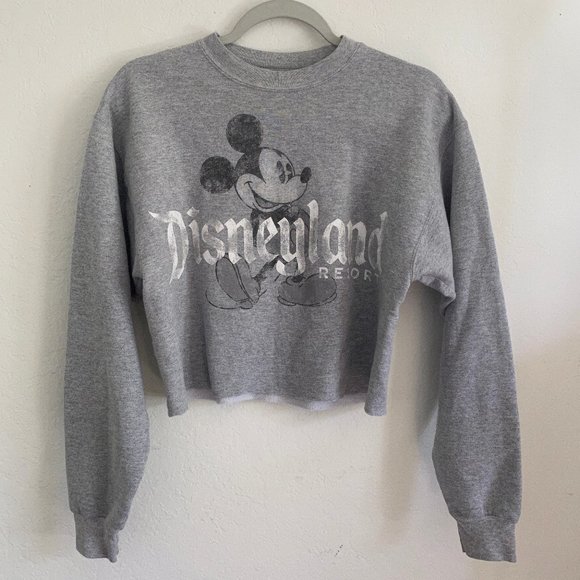 Disney Tops - Disneyland Resort Hanes Women's Size Small Gray Mickey Mouse Crop Sweater
